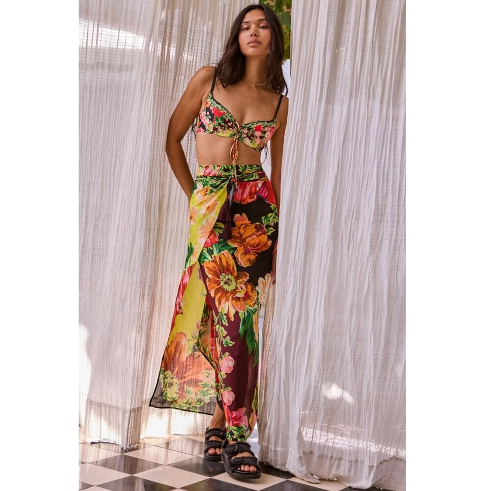 Agua Bendita Sarong Marine Dusk Cover up One Size NWT